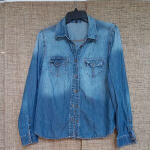 Blue Denim Button Down  Shirt